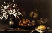 Francisco Barrera Still-Life with Flowers and Fruit Sweden oil painting reproduction